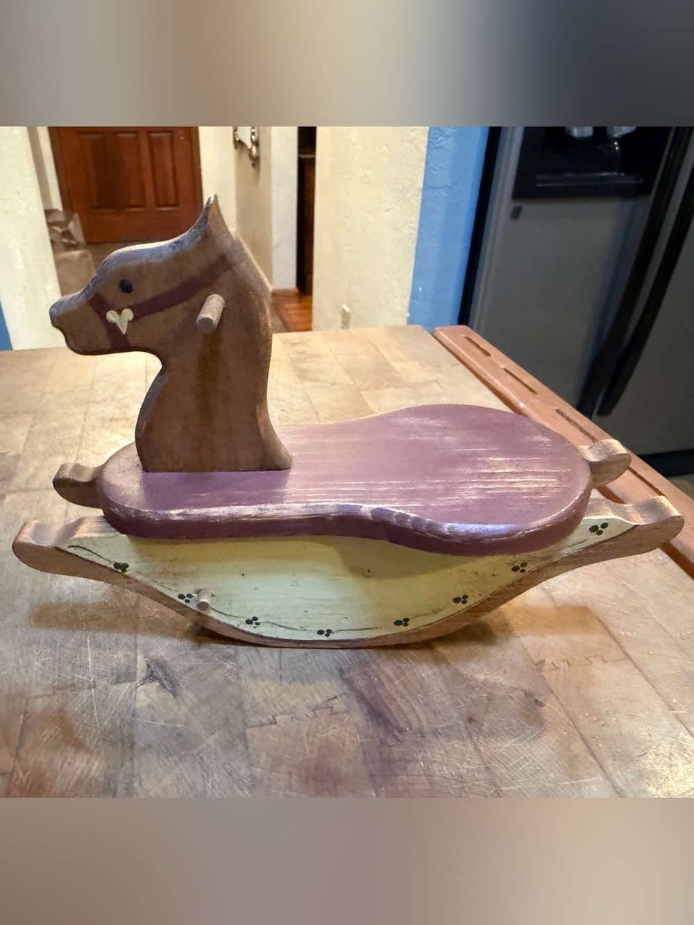 Vintage Handmade Wooden Rocking Horse Decoration Home Art Decor